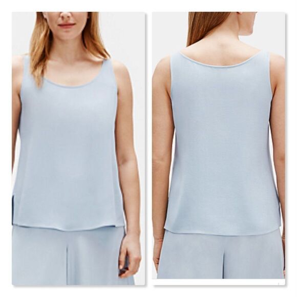 Eileen Fisher 100% Silk Scoop Neck Tank size Petite Large - Picture 1 of 11